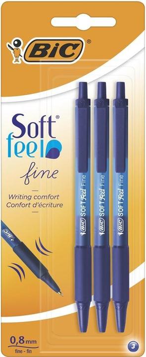 Produktbild Bic Soft Feel Kugelschreiber blau 3 Stück (Blau, 3 x)