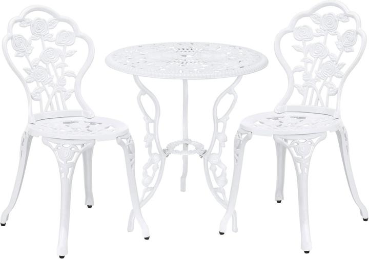 Image du produit Casa.Pro Ensemble de meubles de jardin Wakefield Table ronde avec 2 chaises Fonte blanche (59 cm)