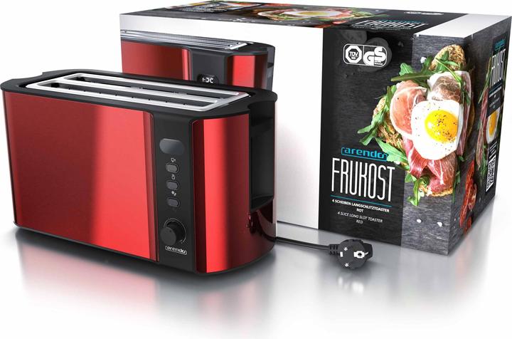 Actual product image Arendo 4 slice stainless steel toaster long slot, bread roll attachment, display with remaining time