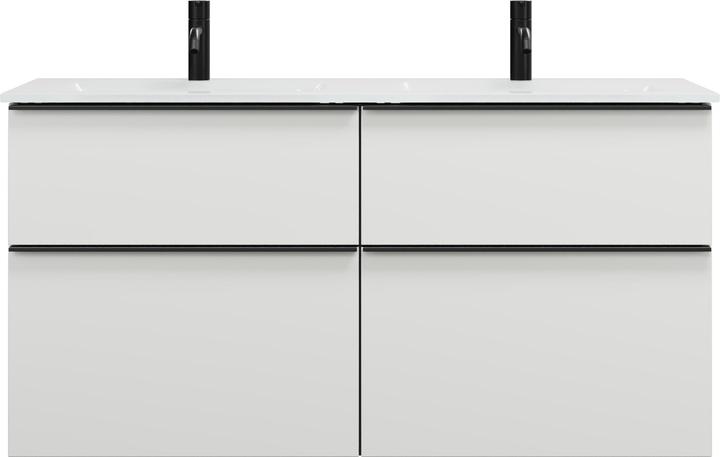 Weiss Hochglanz / Weiss Glänzend, Griffleiste Schwarz Matt G0252