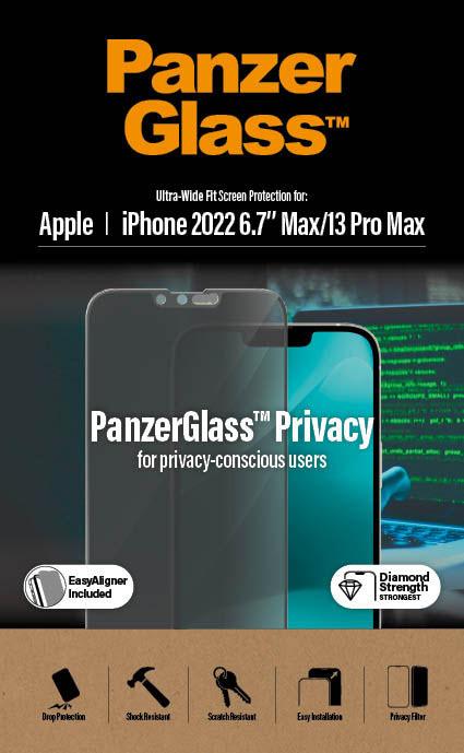 Immagine prodotto PanzerGlass Pellicola protettiva Ultra Wide Fit Privacy iPhone 14 Plus (1 Pezzo/i, Apple iPhone 13 Pro Max, Apple iPhone 14 Plus)