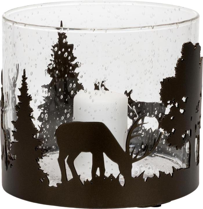 Produktbild Glasi Hergiswil Windlicht Wald und Tiere, 16 cm (16 x 16 cm)
