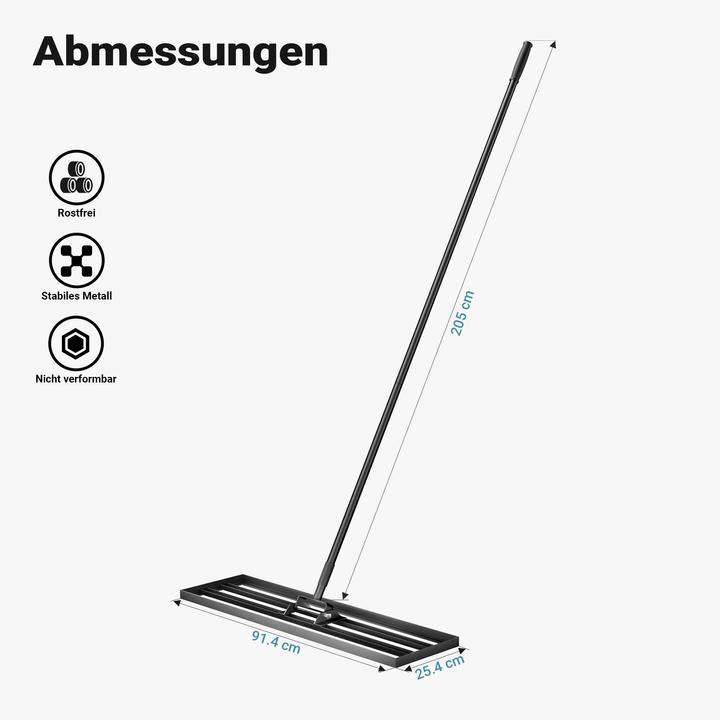 Produktbild Wiltec Aluminium Rasenrakel 91,4x25,4cm Stiel Sanden Levelingrake Flächenebner