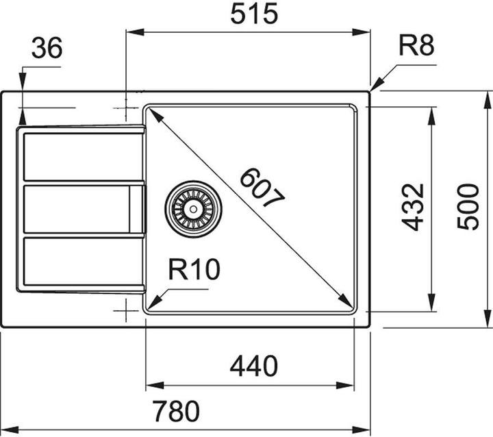 Productafbeelding Franke Sirius 2 (78 cm, 50 cm)