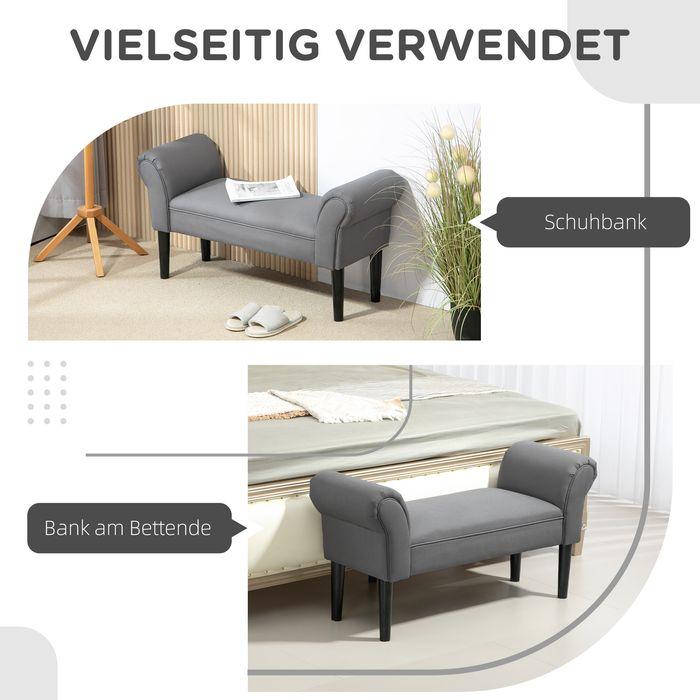 Produktbild Swisshandel24 Bettbank, Polsterbank, Sitzbank, Flurbank für Schlafzimmer, bis 130 kg Grau (36 cm)