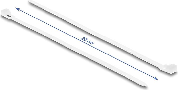 Produktbild Delock Kabelbinder wiederverwendbar L 200 x B 4,8 mm 100 Stück weiss (Kunststoffkabelbinder, 200 mm, 100 Stk.)