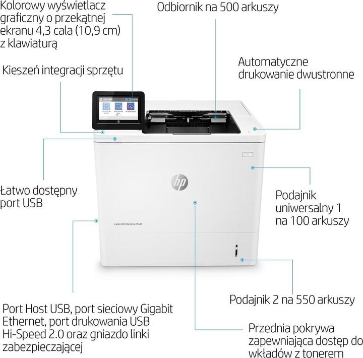 Produktbild HP LaserJet Enterprise M611dn (Laser, Schwarz-Weiss)