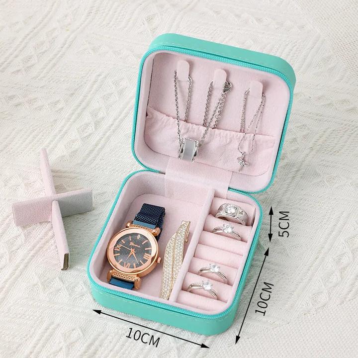 Only-Bags.Store Tragbare Schmuckschatulle, Schmuck-Organizer, Reise-Schmuckkästchen, Aufbewahrungsbox aus Leder mit