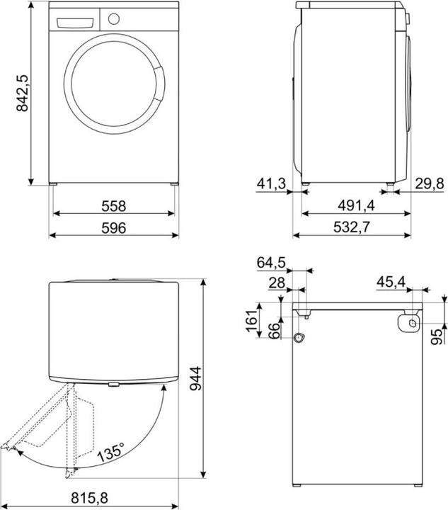 Nährwerte und Zutaten Smeg LBW60IT Frontlader-Waschmaschine 6 kg 1000 U/min D Weiss (6 kg)