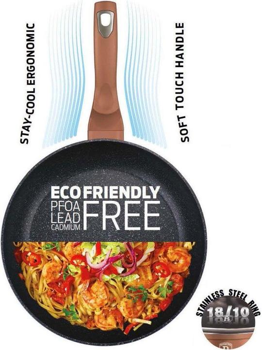 Productafbeelding BerlingerHaus WOK FRYER GRANITE 28cm BERLINGER HUIS ROZE GOUD BH-1512 (28 cm, Wokpan, Aluminium)