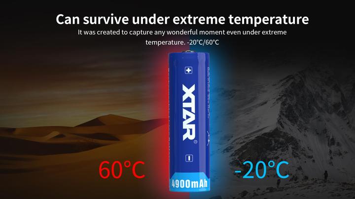 Actual product image Xtar 4900mAh 3.6V 21700 battery with PCB (1 pcs., Device specific, 4900 mAh)