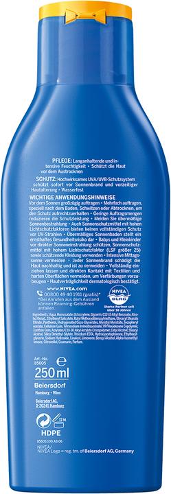 Actual product image NIVEA 85605 Sunscreen/After-Sun Product Sun Milk Adult (Suntan lotion, SPF 20, 250 ml)
