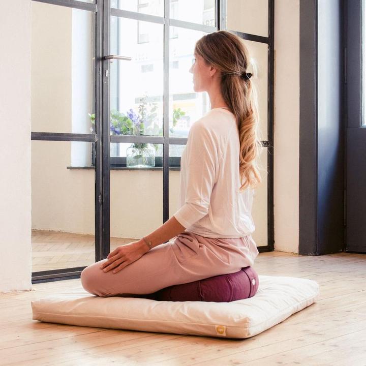 Actual product image Lotuscrafts Zafu Meditation Cushion Zen Kapok Bordeaux (15 cm)
