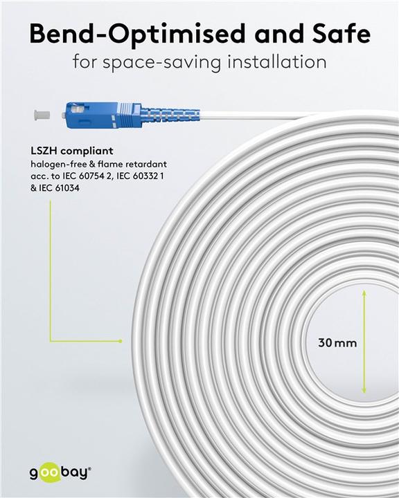 Actual product image Goobay Fibre optic cable FTTH, singlemode OS2 White, white Simplex, 30 m (S/UTP, CAT6, 30 m)
