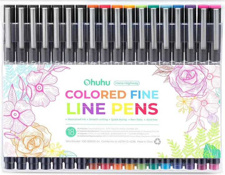 Actual product image Ohuhu Fine liner drawing pens (Multicoloured, 18 x)