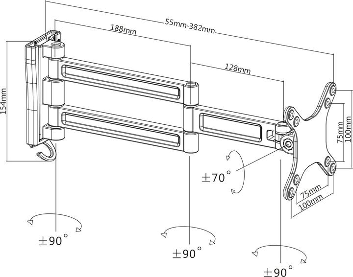 Produktbild Manhattan 460958 TV-Halterung 68,6 cm (27") Schwarz (Wand, 27.01", 15 kg)