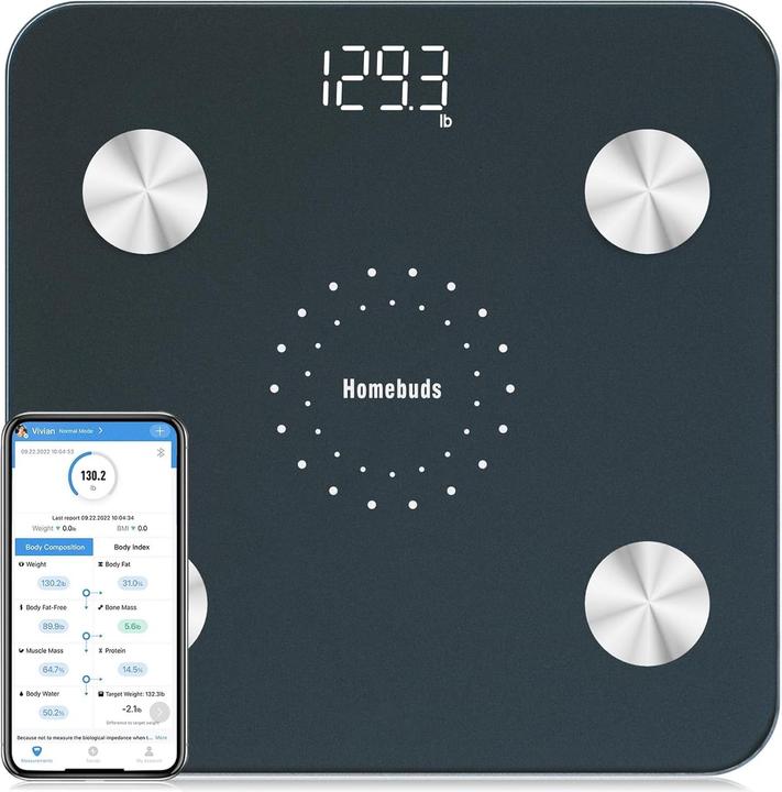 Produktbild Homebuds Personenwaage mit Körperfettanalyse (182 kg)