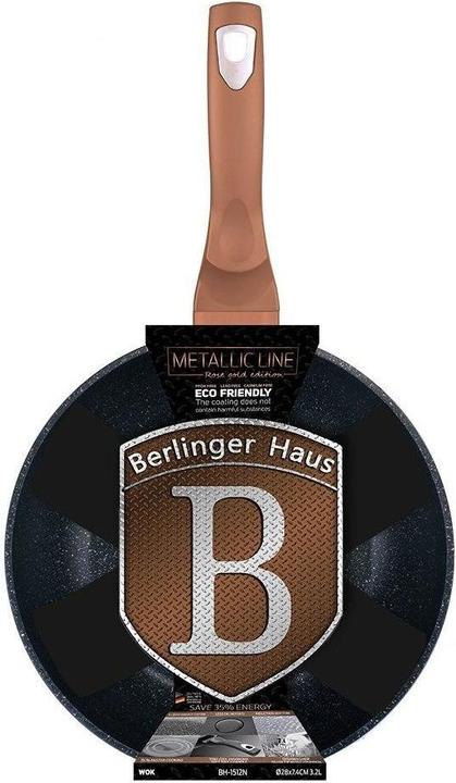 Productafbeelding BerlingerHaus WOK FRYER GRANITE 28cm BERLINGER HUIS ROZE GOUD BH-1512 (28 cm, Wokpan, Aluminium)