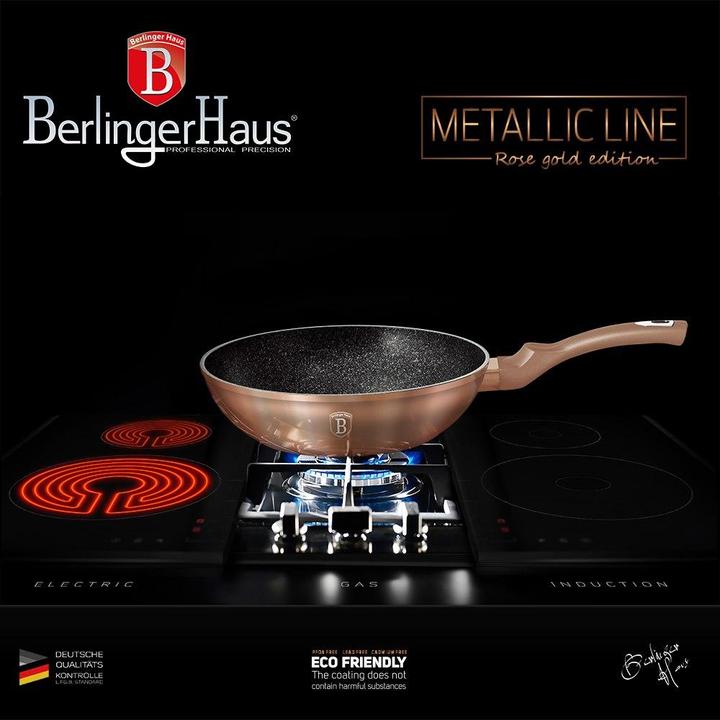 Productafbeelding BerlingerHaus WOK FRYER GRANITE 28cm BERLINGER HUIS ROZE GOUD BH-1512 (28 cm, Wokpan, Aluminium)