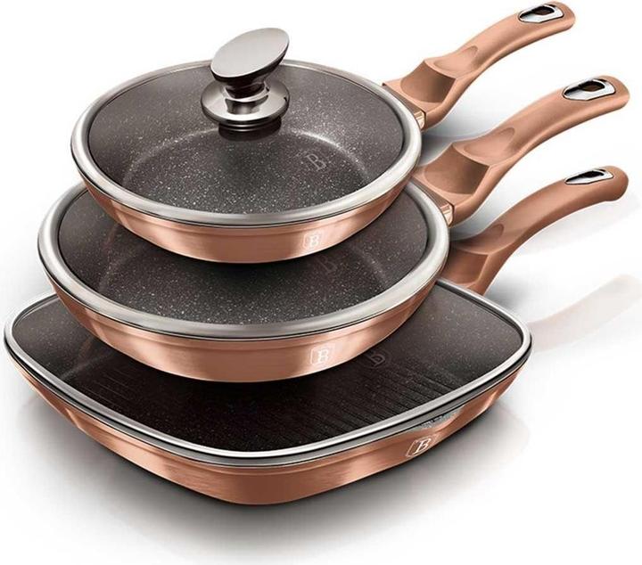 Actual product image BerlingerHaus Granite frying pan set 3pcs ROSE GOLD LINE BH-6195 (Pan set + pot set)