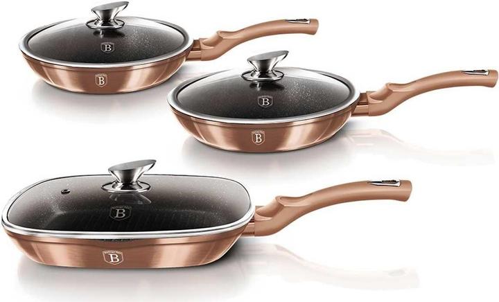 Actual product image BerlingerHaus Granite frying pan set 3pcs ROSE GOLD LINE BH-6195 (Pan set + pot set)