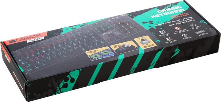 Actual product image Canyon Mechanical gaming keyboard Nightfall CND-SKB7-US, Black Switch, LED, US layout (US, Cable)