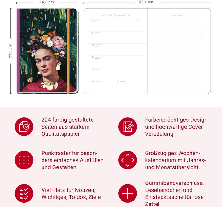 Immagine prodotto Design Diary Frida 2026 (A5, Tedesco)