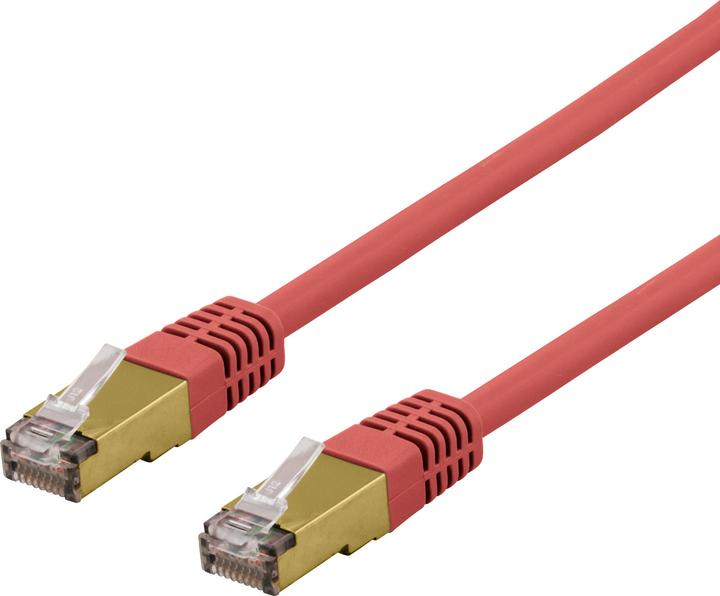 Actual product image Deltaco S/FTP Cat6a patch cable delta cert LSZH 0.5m red (S/FTP, CAT6a, 0.50 m)