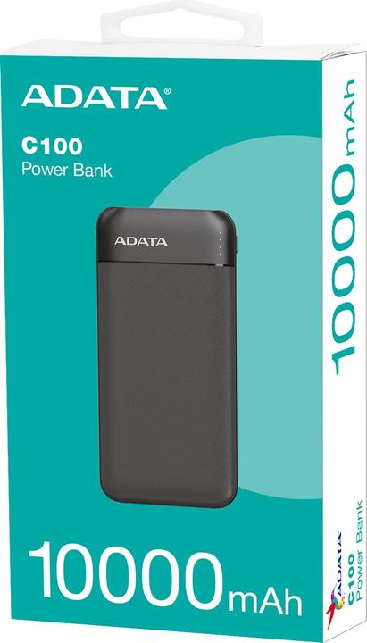 Image du produit Adata POWER BANK USB 10000MAH BLACK/PC100-14BK (10000 mAh, 20 W, 37 Wh)