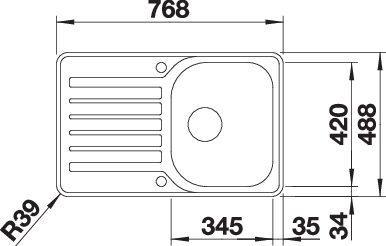 Actual product image Blanco Lantos 45 S-IF Compact (Top-mounted sink, 48.80 cm, 76.80 cm)