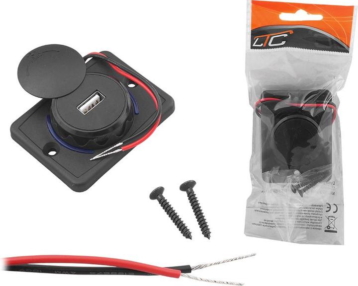 Produktbild Lasmex Versenktes Low-Profile-Autoladegerät mit ausklappbarem Deckel: USB-A 5V/2,4A Eingang: 12V/24V