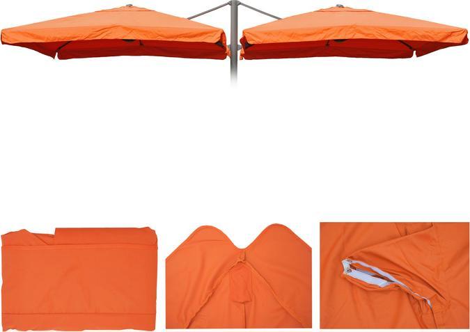 Produktbild Swisshandel24 Sonnenschirmbezug T44, 8 Streben 3x3m Polyester, Ersatz-Bezug für Doppel-Ampelschirm T44 - terrakott (3.03 m)