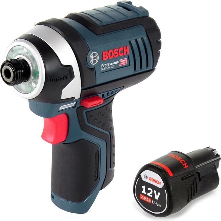 Productafbeelding Bosch Professional Bosch GDR 12V-105 Professionele Visseuse à percussion sans fil, 12V 105Nm + 1x accu 2,0Ah - sans (Oplaadbare batterij)