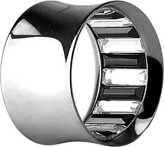 Immagine prodotto Star Piercing Tunnel svasato argento con cristalli all'interno argento e nero (senza ottone, Acciaio chirurgico 316L)