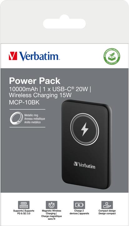 Image du produit Verbatim POWER BANK 10000 NOIR (10000 mAh, 20 W, 37 Wh)