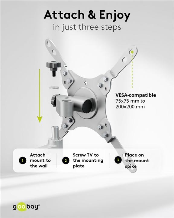 Actual product image Goobay TV wall mount Caravan FULLMOTION M, silver (Wall, 43", 15 kg)