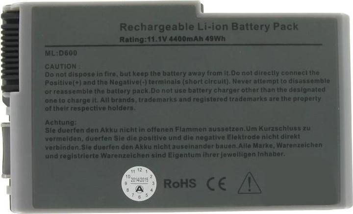 Actual product image Dell Battery Inspiron 500M, 600M, Latitude D500 (6 Cells, 4800 mAh)