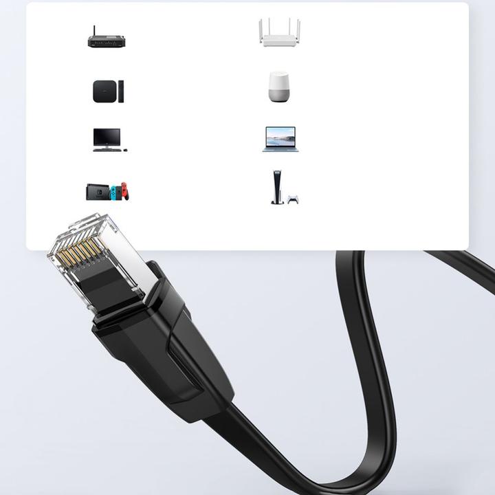 Produktbild Ugreen NW134 Cat 8 U/FTP Flat Ethernet RJ45 Cable Pure Copper 2m (black) (U/FTP, 2 m)