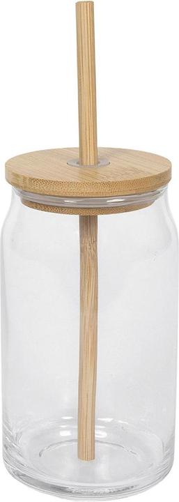 Trinkglas Bambusdeckel+ Halm (0.50 l, 1 x)