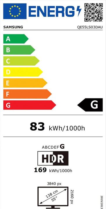 Energy Label Samsung The Frame QE55LS03D (55", LS03D, QLED, 4K, 2024)