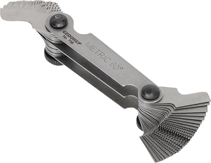 Actual product image Gedore Thread gauge, 52 blades, For metric and Whitworth threads, Easy to read sizes (7 cm)