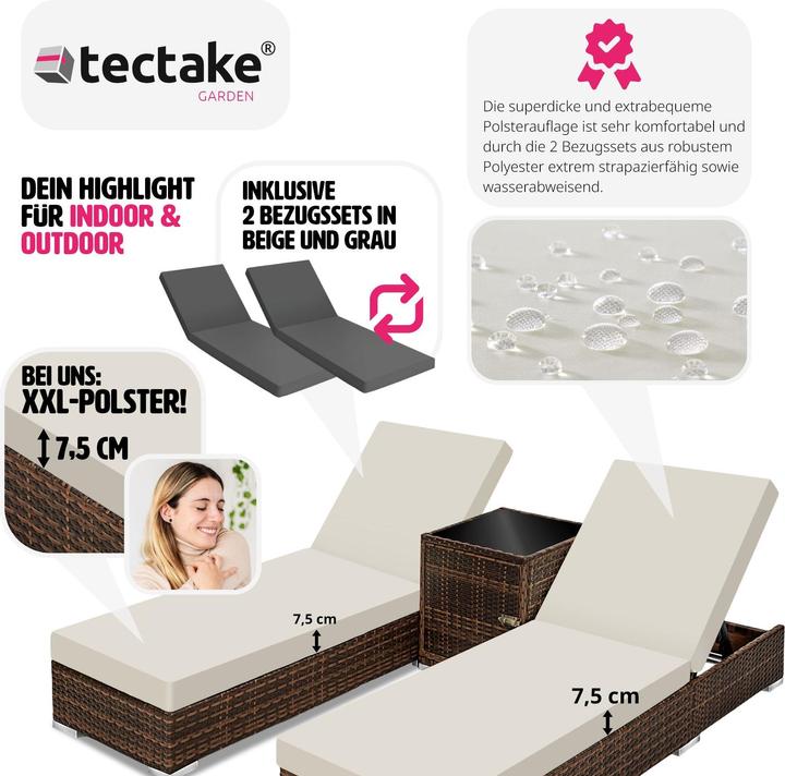 Immagine prodotto tectake Sedie a sdraio (184 cm)