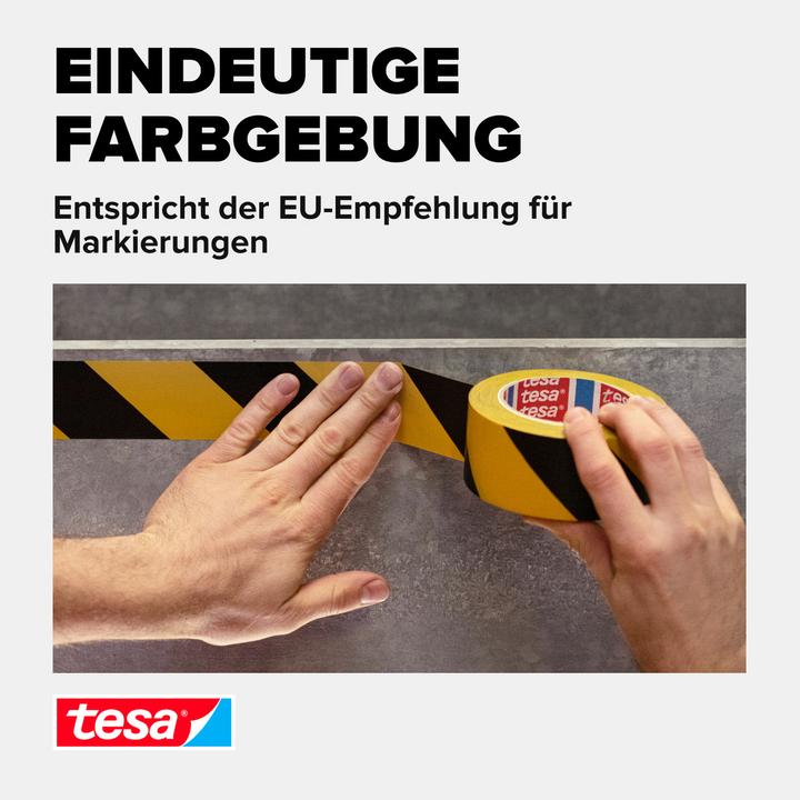 Actual product image tesa PREMIUM signal marking tape, self-adhesive PVC warning tape for permanent marking (50 mm)