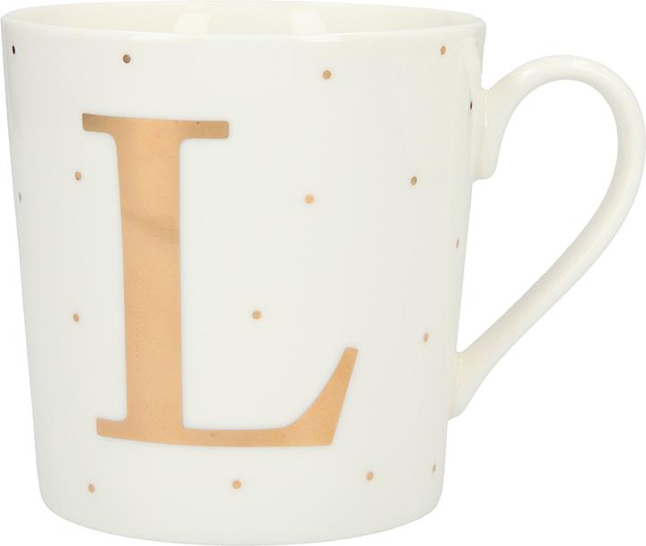 Produktbild Magni Porzellan Tasse mit Motiv Buchstabe L grau (350 ml)