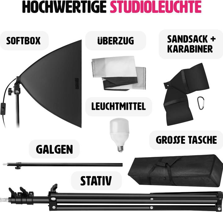 Produktbild tectake Studioleuchte mit Softbox, Stativ und Tasche (Studioleuchte)
