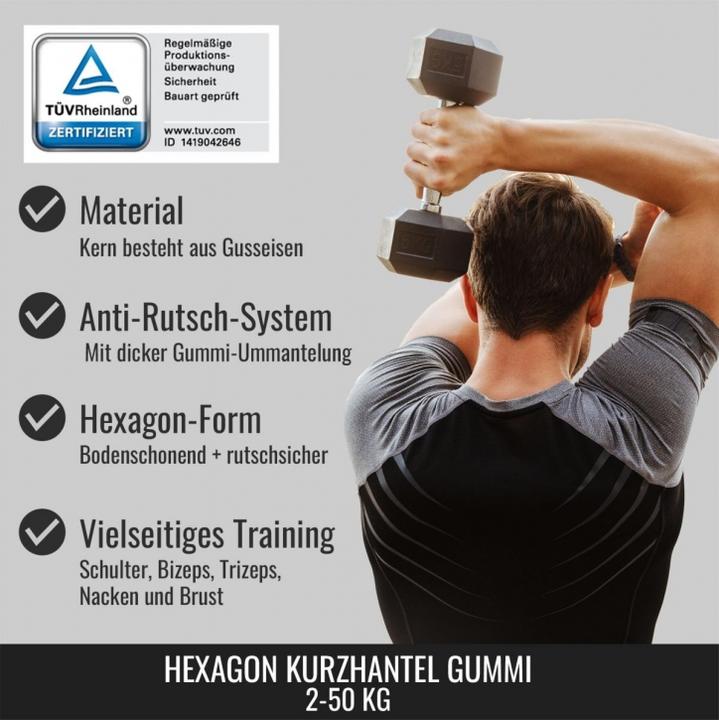 Produktbild Gorilla Sports Hexagon Gummi Studio Hantel (1 x 8 kg)