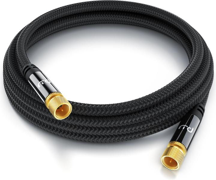 Produktbild Primewire HDTV Satellitenkabel mit Stoffummantelung, SAT Kabel, 135dB 75 Ohm, 8k, 4k, HDTV, F Stecker, schwarz (135 dB, Antennenkabel)