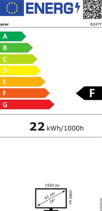 Energy Label Acer B247Y LED- 60.5 cm (23.8" 1920 x 1080 Full HD (1920 x 1080 pixels, 23.80")