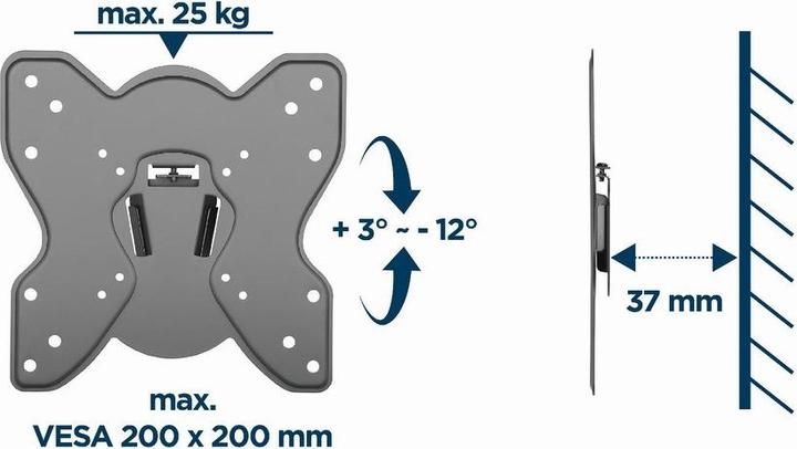Produktbild Gembird WM-42T-03 TV-Wandhalterung (neigbar) 23–42 Zoll bis zu 25 kg (Wand, 42", 25 kg)