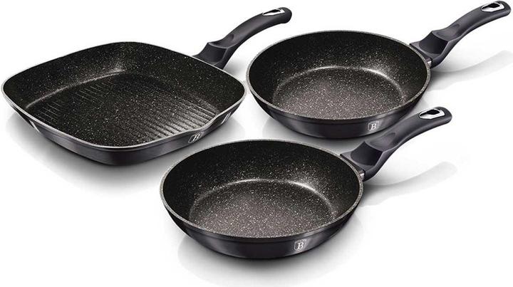 BerlingerHaus Set 3 Friggitrici In Granito Berlinger House Bh-6904 Carbon Pro (Padella per friggere, Alluminio)